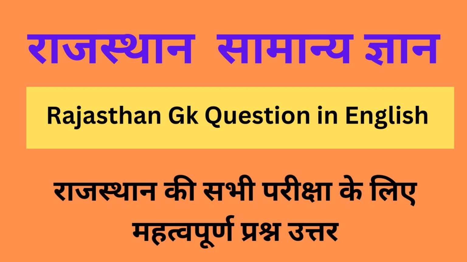 Raajasthan Gk Questions in English